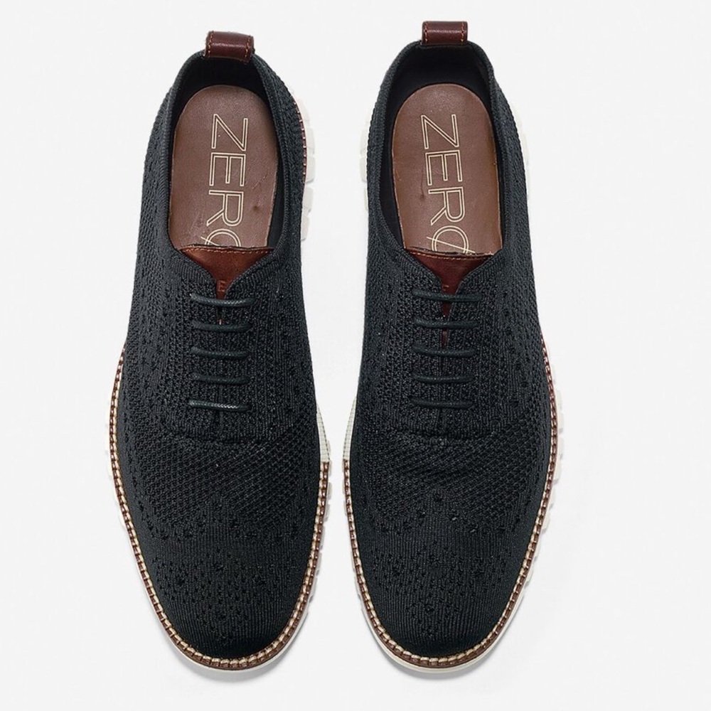 🦖COLE HAAN ZEROGRAND WINGTIP OXFORD MEN`S SHOES 👞 COLOR-BLACK SIZE-7.5